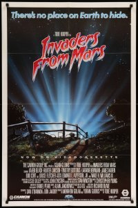 4z405 INVADERS FROM MARS 27x41 video poster '86 Tobe Hooper, art by Rider, no place on Earth!