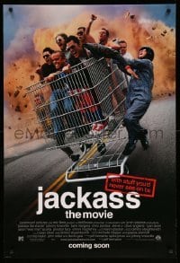 4z730 JACKASS THE MOVIE advance DS 1sh '02 Johnny Knoxville,Bam Margera