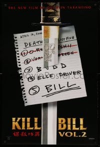 4z748 KILL BILL: VOL. 2 teaser 1sh '04 Uma Thurman, Quentin Tarantino directed, hit list & katana!