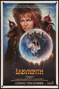 4z763 LABYRINTH teaser 1sh '86 Jim Henson, Chroney art of Bowie & Connelly, glossy finish!