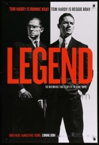 4z771 LEGEND teaser DS 1sh '15 dual image of Tom Hardy who is both Ronnie and Reggie Kray!