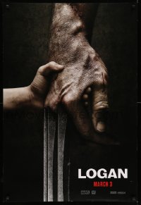 4z780 LOGAN style A revised teaser DS 1sh '17 Jackman in the title role as Wolverine, claws out!