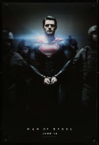 4z797 MAN OF STEEL teaser DS 1sh '13 Henry Cavill in the title role as Superman handcuffed!