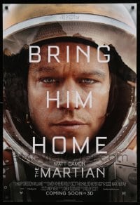 4z800 MARTIAN style A int'l advance DS 1sh '15 close-up of astronaut Matt Damon, bring him home!