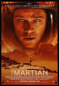 4z801 MARTIAN style B int'l advance DS 1sh '15 close-up of astronaut Matt Damon, bring him home!