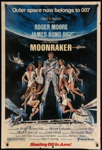 4z811 MOONRAKER advance 1sh '79 Roger Moore as James Bond by Goozee, blasting off in June!