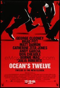 4z829 OCEAN'S TWELVE advance DS 1sh '05 Brad Pitt, George Clooney, Matt Damon, Julia Roberts