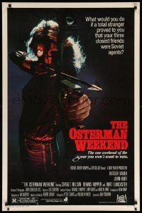 4z834 OSTERMAN WEEKEND 1sh '83 typical Sam Peckinpah, cool close up of woman w/bow & arrow!