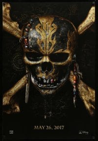 4z846 PIRATES OF THE CARIBBEAN: DEAD MEN TELL NO TALES teaser DS 1sh '17 gold skull & crossbones!