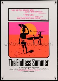 4z476 ENDLESS SUMMER 29x40 REPRO poster '90s John Van Hamersveld, surfing classic!