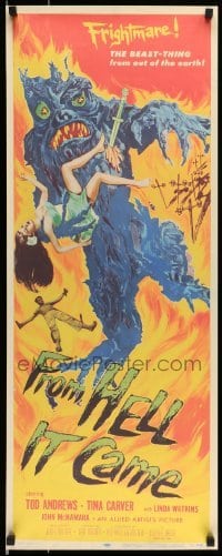 4z480 FROM HELL IT CAME 14x36 REPRO poster '80s artwork of wacky tree monster holding sexy girl!