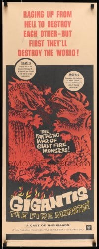 4z481 GIGANTIS THE FIRE MONSTER 14x36 REPRO poster '80s Godzilla breathing flames at Angurus!