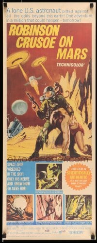 4z491 ROBINSON CRUSOE ON MARS 14x36 REPRO poster '80s sci-fi art of Paul Mantee & his man Friday!
