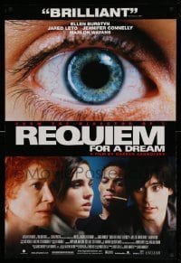 4z416 REQUIEM FOR A DREAM 27x40 video poster '00 addicts Jared Leto & Jennifer Connelly, eye image