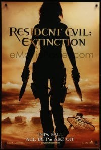 4z865 RESIDENT EVIL: EXTINCTION teaser DS 1sh '07 sexy Milla Jovovich in zombie killing action!