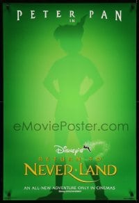 4z866 RETURN TO NEVERLAND int'l DS 1sh '02 Walt Disney, cool outline artwork of Peter Pan!
