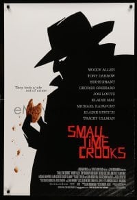 4z891 SMALL TIME CROOKS DS 1sh '00 Woody Allen, cool art of criminal in fedora w/cookie!