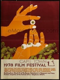 4z268 CAPE TOWN 1978 FILM FESTIVAL 18x24 South African film festival poster '78 eyes in hand!