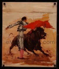 4z302 CARLOS RUANO LLOPIS 19x22 Spanish special '70s great art of matador toreador bullfight!