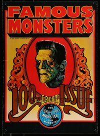 4z320 FAMOUS MONSTERS OF FILMLAND 20x28 special '70s Frankenstein, creepy art!