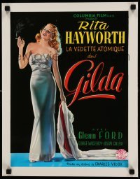 4z483 GILDA 15x20 REPRO poster 1990s sexy smoking Rita Hayworth full-length in sheath dress