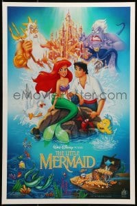 4z345 LITTLE MERMAID 18x27 special '89 Morrison art of cast, Disney underwater cartoon!