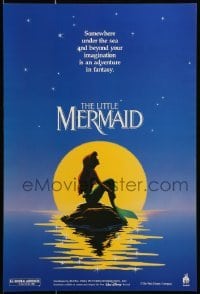 4z344 LITTLE MERMAID 18x26 special '89 Ariel in moonlight, Disney underwater cartoon!