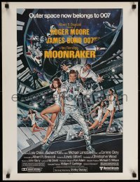 4z352 MOONRAKER 21x27 special '79 art of Roger Moore as James Bond & sexy babes by Goozee!
