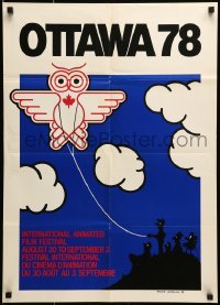 4z281 OTTAWA 78 20x28 Canadian film festival poster '78 flying an owl kite by Roger Handling!