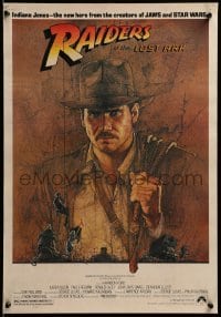 4z366 RAIDERS OF THE LOST ARK 16x24 special '81 art of adventurer Harrison Ford by Amsel!