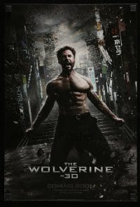 4z258 WOLVERINE int'l style C foil mini poster '13 barechested Hugh Jackman kneeling w/ claws out!
