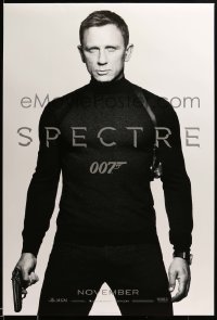 4z898 SPECTRE teaser DS 1sh '15 cool image of Daniel Craig as James Bond 007 with gun!