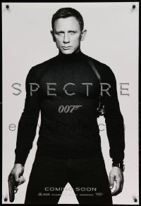 4z897 SPECTRE int'l teaser DS 1sh '15 cool image of Daniel Craig as James Bond 007 with gun!