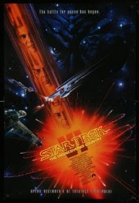4z911 STAR TREK VI advance 1sh '91 William Shatner, Leonard Nimoy, art by John Alvin!