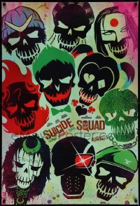 4z926 SUICIDE SQUAD teaser DS 1sh '16 Smith, Leto as the Joker, Robbie, Kinnaman, cool art!
