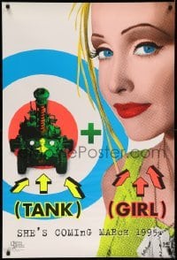 4z940 TANK GIRL teaser 1sh '95 Lori Petty, based on the comic strip, cool blacklight design!