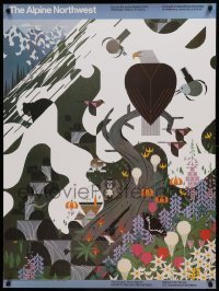 4z225 ALPINE NORTHWEST 29x39 travel poster '88 Charley Harper, Olympic, Mount Rainier, Washington!