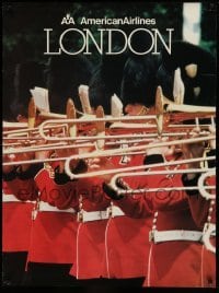 4z228 AMERICAN AIRLINES LONDON 30x40 travel poster '80s Queen's Guard playing trombones!