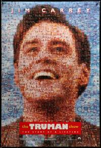 4z968 TRUMAN SHOW teaser DS 1sh '98 really cool mosaic art of Jim Carrey, Peter Weir