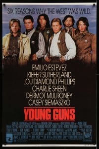 4z998 YOUNG GUNS 1sh '88 Emilio Estevez, Charlie Sheen, Kiefer Sutherland, Lou Diamond Phillips