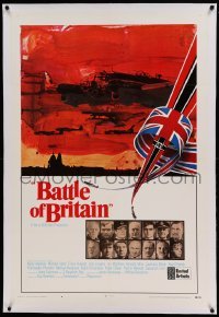 5a010 BATTLE OF BRITAIN linen style A int'l 1sh '69 all-star cast in historical World War II battle
