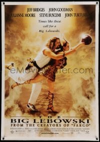 5a012 BIG LEBOWSKI linen 1sh '98 Coen Bros cult classic, Jeff Bridges bowling w/Julianne Moore!