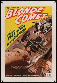 5a017 BLONDE COMET linen 1sh '41 female race car driver Virginia Vale is the best there is, rare!