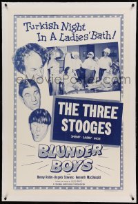 5a022 BLUNDER BOYS linen 1sh '55 Three Stooges Moe, Larry & Shemp, Turkish night in a ladies' bath!