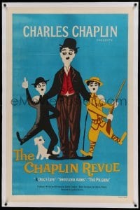 5a040 CHAPLIN REVUE linen 1sh '59 Charlie comedy compilation, great artwork by Leo Kouper!