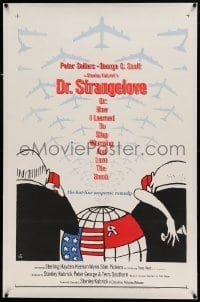 5a067 DR. STRANGELOVE linen 1sh '64 Stanley Kubrick classic, Peter Sellers, cool Tomi Ungerer art!