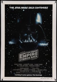 5a073 EMPIRE STRIKES BACK linen NSS advance 1sh '80 George Lucas classic, Darth Vader in space!