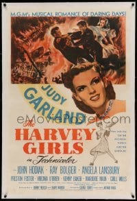 5a111 HARVEY GIRLS linen 1sh '45 art of Judy Garland, MGM's musical romance of daring days!