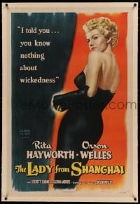 5a144 LADY FROM SHANGHAI linen 1sh '47 sexiest blonde Rita Hayworth knows nothing about wickedness!