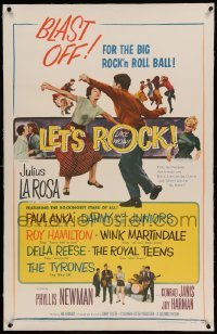 5a147 LET'S ROCK linen 1sh '58 Paul Anka, Danny and the Juniors, and 1950s rockers!